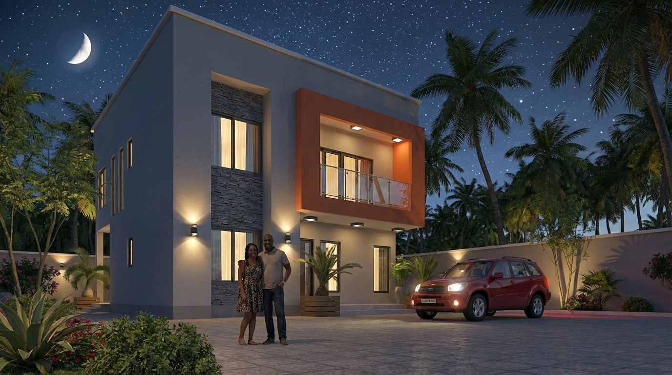 Vue nocturne angle latéral - Duplex D4-034
